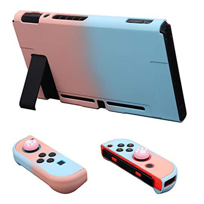 Dockable Case for Nintendo Switch - COMCOOL 3 in 1 Protective Cover Case for Nintendo Switch and Joy-Con Controller with Screen Protector and Thumb grips - Pink and Blue - color: Pink Blue