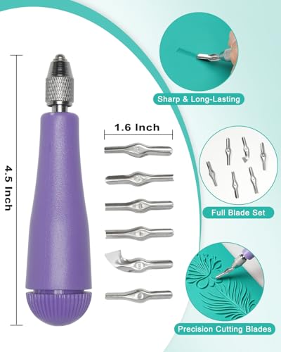 UCEC 2+7 Pack Brayer Roller for Printmaking – Durable Rubber Roller for Ink, Paint & Linocut Block Printing Kit – Includes 5 Soft 4" x 6" Linoleum Blocks and Lino Cutting Tools with 6 Blades Universal