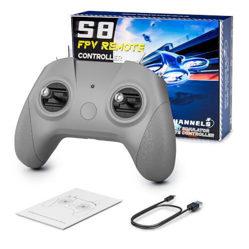 STARDRONE S8 RC Flight Simulator Controller- 8 Channels FPV Drone Games Remote Controller Support Popular System&Platform- Ideal for Beginner Pilots Professional Training Experience(Mode 2, Grey) - color: Grey