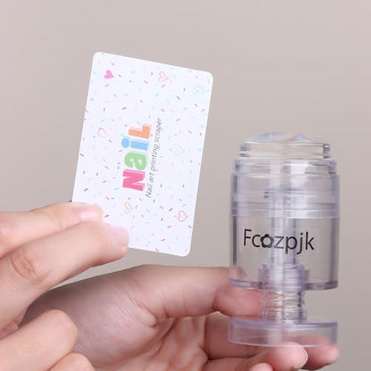 Fcozpjk Rotatable Nail Stamp Clear Silicone Nail Art Stamper Scraper Kit - color: Clear