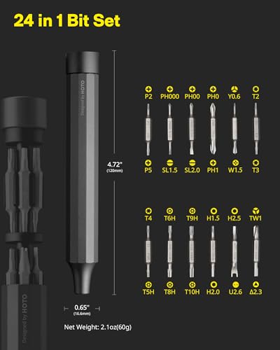HOTO 24 in 1 Mini Screwdriver Set, Eyeglass Repair Kit, Slate Grey - color: Slate Grey