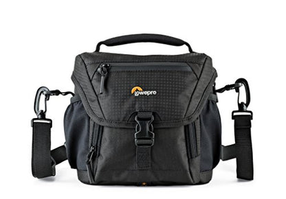 Lowepro LP37117, Nova 140AW II Camera Bag, Customizable, Portable, Fits Mirrorless with 17-85mm Attached Lens, Compact Drone, Flash, Black - size: 140AW II