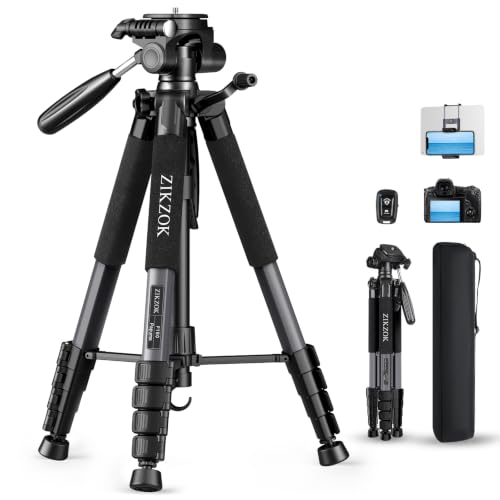 75" Camera Tripod Stand, Heavy Duty with Remote for DSLR iPad iPhone - color: Grey-75 inch