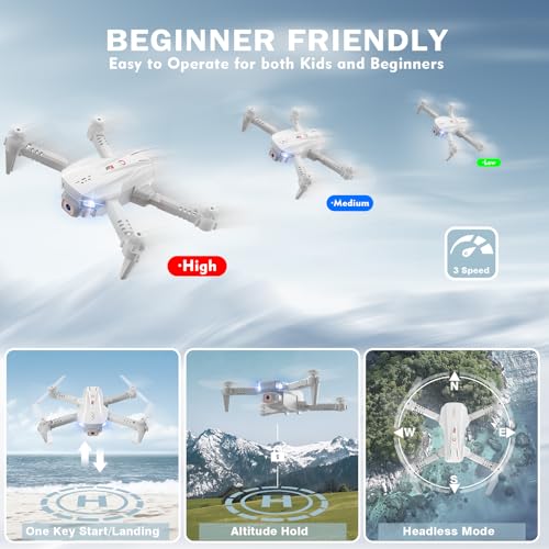KGF Kids Drone with Camera,1080P HD Mini Drone for Beginners Kids & Adults - color: Blue