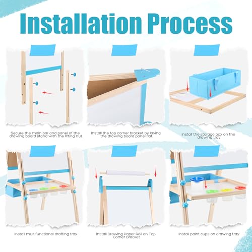 Easel for Kids Adjustable Art Easel Wooden Easel Chalk Board for Kids