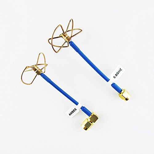 Anbee 2pcs FPV 5.8Ghz Circular Polarized Clover Leaf Antenna High Gain 5.8g Aerial Set RP-SMA Male Plug