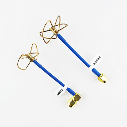 Anbee 2pcs FPV 5.8Ghz Circular Polarized Clover Leaf Antenna High Gain 5.8g Aerial Set RP-SMA Male Plug