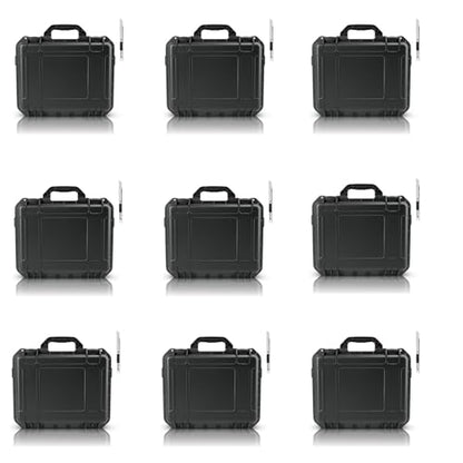 NineLeaf Waterproof Hard Case with DIY Customizable Foam Insert, Portable Protective Storage Case with Knife for Camera, Drones Carry Case, 14.3 × 11.4 × 4.5 in, Black,9PK