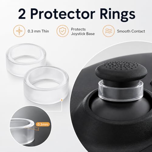 16PCS Silicone Thumb Grips & FPS Aim Rings for PS5, PS4, Switch Pro Controllers - 8 Joystick Caps, 6 Multi-Level Resistance Rings, 2 Protector Rings for Enhanced Grip and Precision Control