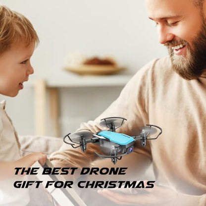SIMREX Mini Drone with 720P Camera for Kids & Beginners - Foldable RC Quadcopter, Optical Flow Positioning, Altitude Hold, 3D Flip, 2 Batteries 20Min Flight, Safe & Easy Indoor Outdoor Flying Toy Gift (NEW BLUE) - color: Blue