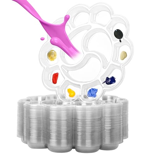 SHIDOW 13-Well Disposable Paint Palette Trays, Clear Plastic, 50 Pcs - color: 13 Well