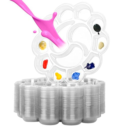 SHIDOW 13-Well Disposable Paint Palette Trays, Clear Plastic, 50 Pcs - color: 13 Well