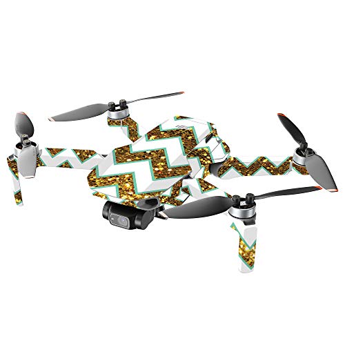 MightySkins Compatible With DJI Mini 2 Portable Drone - Glitzy Chevron | Protective, Durable, and Unique Vinyl Decal wrap cover | Easy To Apply, Remove, and Change Styles | Made in the USA - color: Glitzy Chevron