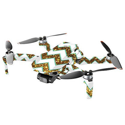 MightySkins Compatible With DJI Mini 2 Portable Drone - Glitzy Chevron | Protective, Durable, and Unique Vinyl Decal wrap cover | Easy To Apply, Remove, and Change Styles | Made in the USA - color: Glitzy Chevron