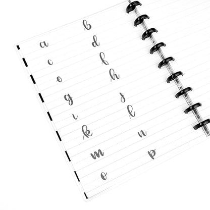 kellofaplan Lettering and Calligraphy Practice Book – Hand Lettering Handwriting Practice Book with Premium Paper, Disc-Bound, 50+ Guided Pages for Brush Pens & Modern Calligraphy