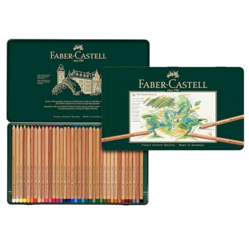 Faber-Castel FC112136 Pitt Pastel Pencils in A Metal Tin (36 Pack), Assorted - size: 36 Count (Pack of 1)