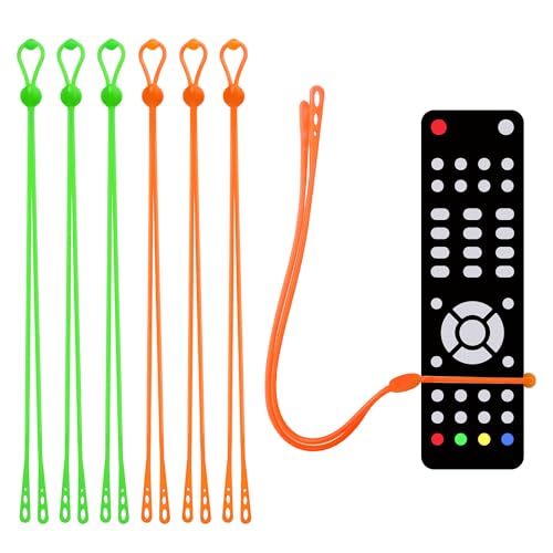 6pcs Silicone Remote Tether, Remote Control Finder Adjustable Control Pigtail Handheld TV Locator Leash for Lost Solution for Apple Samsung Sony (Orange, Green) - color: Orange and Green