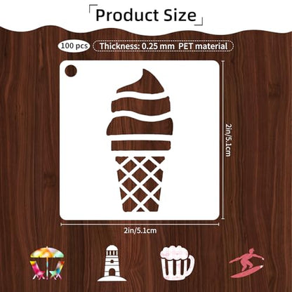 100 Pcs Small Stencils for Painting on Wood 2 x 2 Inches(Summer) - color: Summer