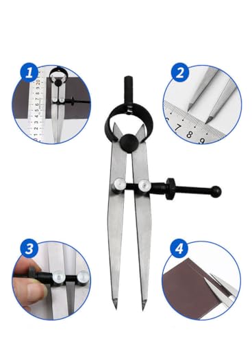 Brccee AC Leathers DIY Adjustable Edge Creaser Wing Divider,Rotating Craft Tool Leathercraft Compasses, Compass Drawing Tool (6 Inch) - color: 6 Inch