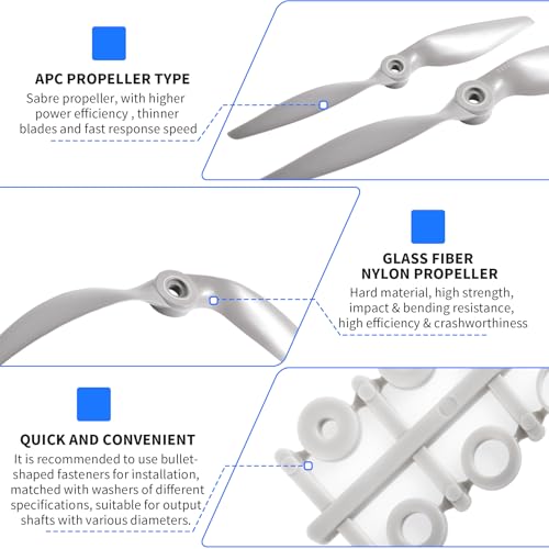 3 Pcs 9045 9"x4.5" Propeller, Gray Nylon, CCW - size: 3pcs 9*4.5