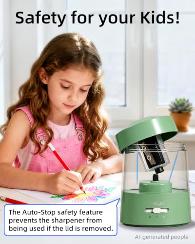 ZMOL Electric Pencil Sharpener Battery Powered, 6-12mm Jumbo Pencils,Green - color: Green