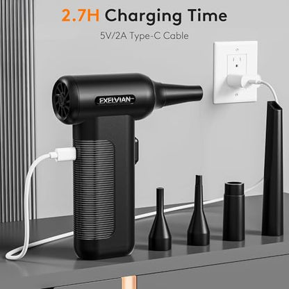 Compressed Air Duster Electric : 150000RPM 10000mAh LED 6-Gear Adjustable Keyboard Cleaner, Wireless Rechargeable Duster for Computer Keyboard Cleaning