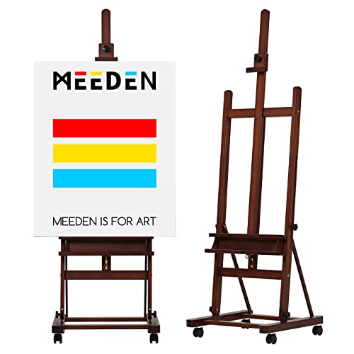 MEEDEN Studio Wood H-Frame Easel: Art Easel on Wheels for Artist - color: Walnut, size: Easel with Wheels