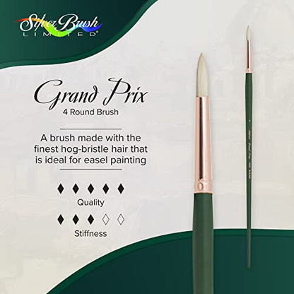 Silver Brush Limited Grand Prix Round Oil Paintbrush, Size 4, Long Handle - size: Size 4