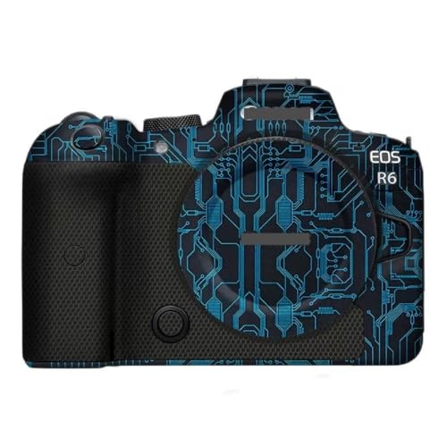 Camera R6 Skin for Canon EOS R6 EOSR6 Anti-Scratch Vinyl Wrap Cartoon Film Body Protector Coat Photography Accessories Sticker (Circuit Blue) - color: Circuit Blue