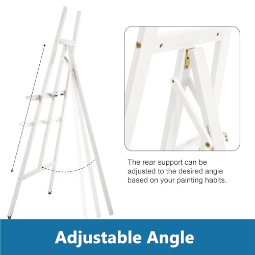 A-Frame Wooden Display Easel, Lyre Beechwood Studio Easel Stand, White - color: White