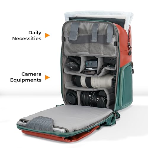 K&F CONCEPT Camera Backpack, 20L Camera Bags for Photographers - color: 06-orange Green