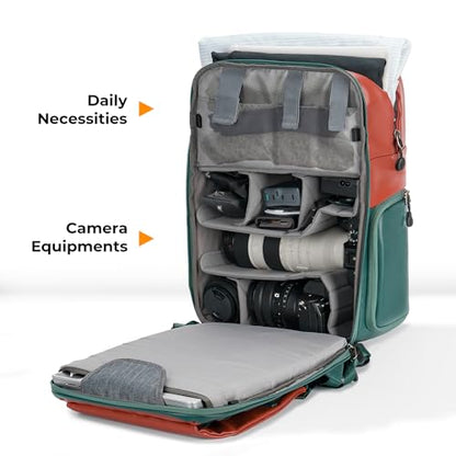 K&F CONCEPT Camera Backpack, 20L Camera Bags for Photographers - color: 06-orange Green