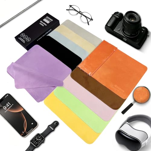 10 Pack Microfiber Cleaning Cloths, Premium 110D Scratch-Free & Lint-Free Clean Cloth for Eyeglasses, Phone Screen, Camera Lens, VR/AR Headset, Car Mirror, Reusable & Washable (10 Colour, 6.9 * 5.7) - color: 10 Colour