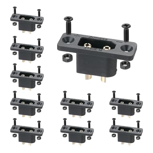 ELFCULB 10PCS Amass XT90E Male Connectors with Screws for RC Vehicles - size: XT90E Male