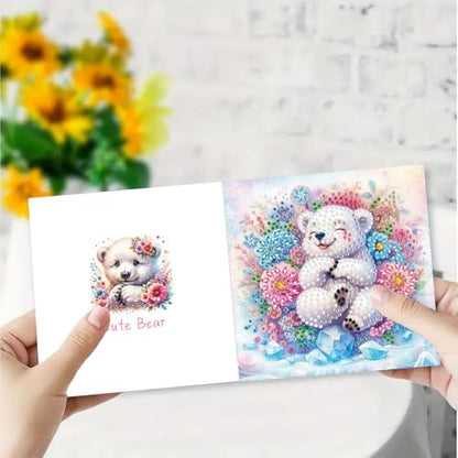 DDGYP 6 Pack Diamond Art Cards with Envelopes, 5.9x5.9 Inch Folded - color: Bear