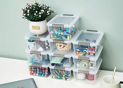Citylife 10Packs 1.3Qt Small Storage Bins with Lids,Stackable Clear - color: Clear White, size: 1.3 QT(10 Pack)