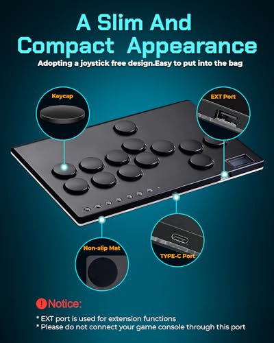 Sehawei Haute42 All Metal Arcade Stick 13Keys All-Button Controller - color: M13 Black