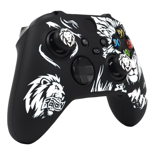 Lion Skin Compatible with Xbox Series X Wireless Controller, RALAN Protector Case， Customised Thumb Grips Cap - color: Lion Black White