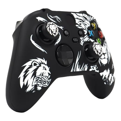 Lion Skin Compatible with Xbox Series X Wireless Controller, RALAN Protector Case， Customised Thumb Grips Cap - color: Lion Black White