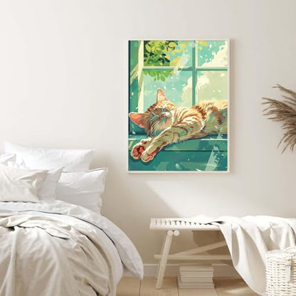 Alptiny Sleeping Cat Paint by Numbers Kit for Adults Beginner, 16x20 Inch - color: Cat