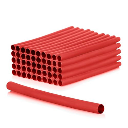 1/4" Red Heat Shrink Tubing, 50 pcs, 4" Long, High Voltage & Temperature Rating