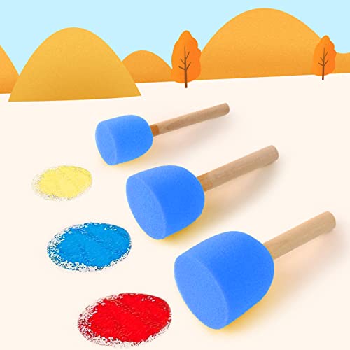 WAFJAMF 60 Pcs Round Sponges Brush Set 4 Sizes DIY Painting Tools Blue - color: Blue