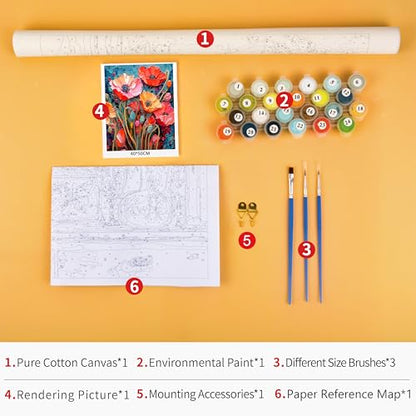 TUMOVO Flowers Floral Paint by Numbers Kit for Adults Easy - color: Flowers