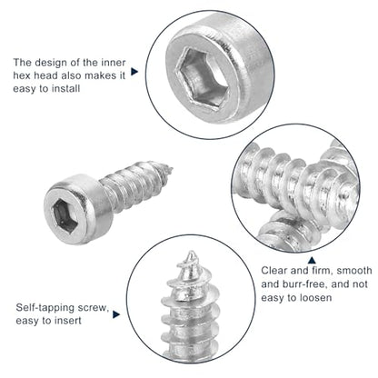 uxcell M4 Hex Socket Head Cap Self-Tapping Screw, 100Pcs M4x12mm 304 Stainless Steel, Hexagon Socket Head Tapping Screws, Hex Drive, Self Tapping Point - Silver - size: M4x12mm