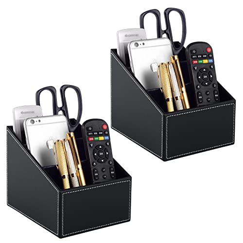 TV Remote Control Holder with 3 Compartments, Media Accessory Storage, Storage box, Storage Rack, Desk Organizers(Black(2 pieces)) - color: Black(2 pieces)