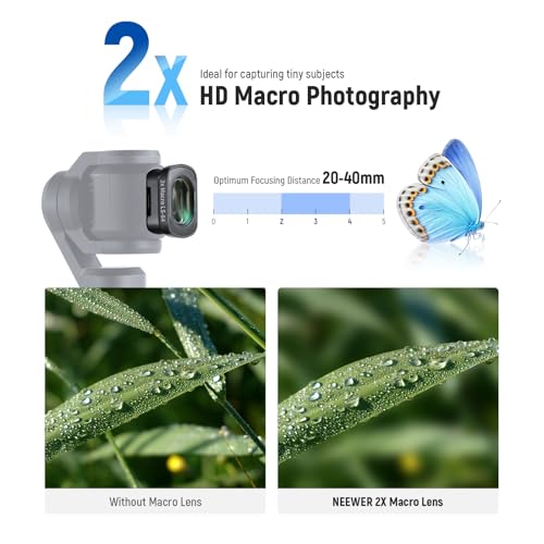 NEEWER ND Filter Set Compatible with DJI Osmo Pocket 3 / Pocket 4 / Xtra Muse, ND16/32/64/256, CPL, Black Diffusion 1/4 Filter for Mist Cinematic Effect, Wide Angle, Macro Lens, FL-B17