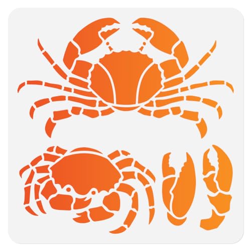Crab Claws Wall Stencil for Painting 11.8" x 11.8" Reusable - style: Crab