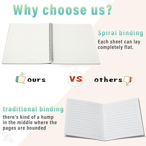 Fuutreo 6 Pack Spiral Notebook 10.5x7.45 Notebook,Gradient Color,Bright - color: Gradient Color