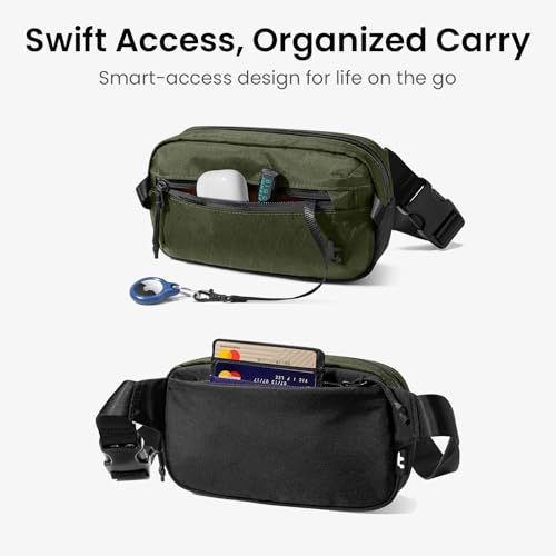 tomtoc 1.5L X-Pac Sling Bag with RFID Blocking Crossbody Pack for Men Women - color: X-Pac Olive, size: 1.5L