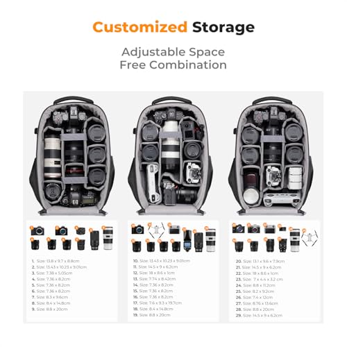 K&F CONCEPT Camera Backpack,Hardshell Photography DSLR Camera Bag - color: Black